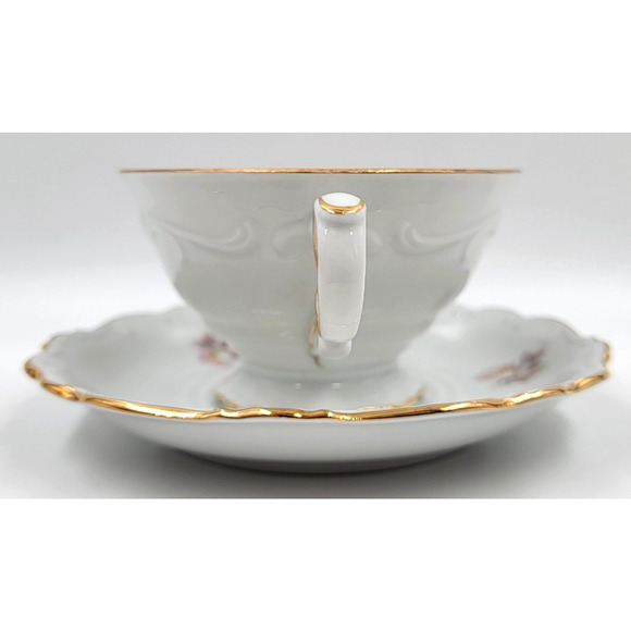 Two Schumann Arzberg Briar Rose Cup & Saucer Set Bavaria Germany Gold Trim 1950s - Picture 8 of 16